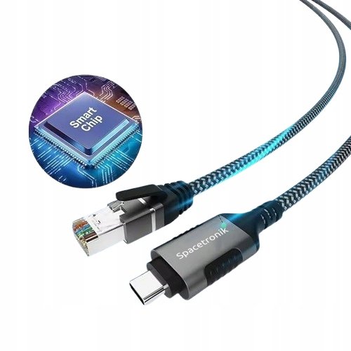 ADAPTER ETHERNET KARTA SIECIOWA USB KABEL LAN USB-C RJ45 PRĘDKOŚĆ 1GBPS 10M Spacetronik