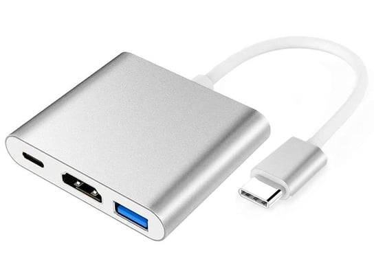 Adapter HUB 3w1 Alogy przejściówka USB-C 3.0 HDMI USB-A Srebrny Alogy