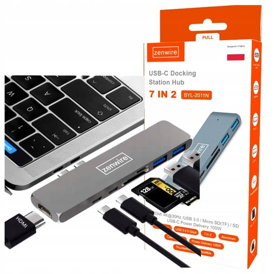 ADAPTER HUB PRZEJŚCIÓWKA USB-C USB THUNDERBOLT HDMI 4K DO MACBOOK PRO AIR Zenwire
