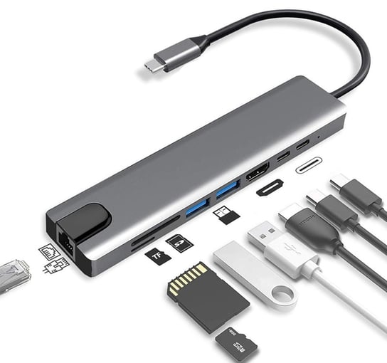 ADAPTER HUB ROZDZIELACZ USB-C 8 w 1 HDMI do Macbooka Inna marka