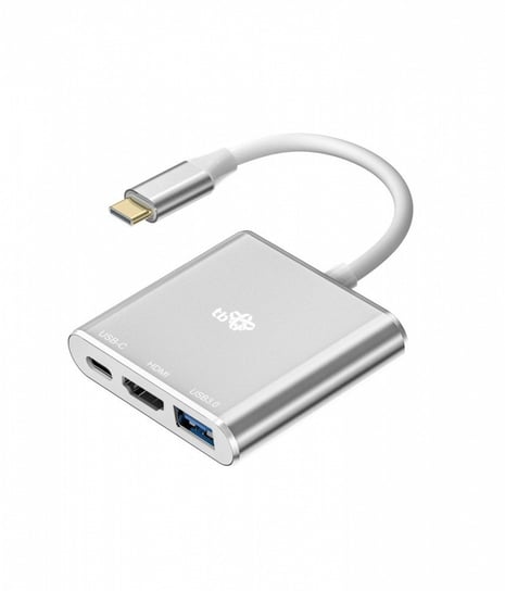 Adapter HUB USB C 3w1 - HDMI, USB, PD srebrny Inna marka