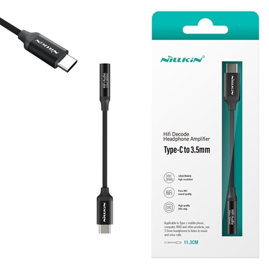 Adapter Nillkin HiFi Headphone Amplifier wzmacniacz słuchawek audio USB-C- Mini Jack 3,5 mm (Czarny) Nillkin