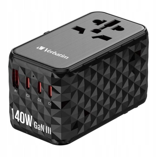 Adapter podróżny Verbatim UTA-10 GaN III globalny 2xUSB-C PD 3.1 QC 4+ Verbatim