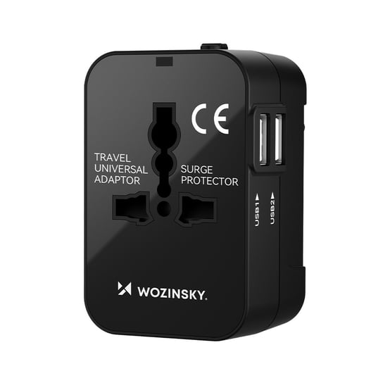 Adapter podróżny Wozinsky WUTWC uniwersalny 24W UE / US / AUS / UK / 2x USB-A - czarny Wozinsky