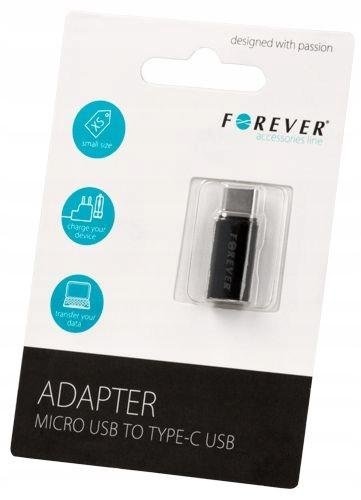 Adapter Przejściówka Micro Mikro USB do USB-C Przejście MicroUSB na USB - C Forever