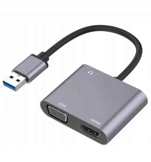 Adapter Przejściówka USB-A 3.0 na HDMI VGA JACK 2K Spreest