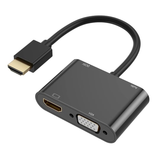 Adapter Riff Dual Display 4K HDMI na HDMI + VGA + gniazdo 3,5 mm + micro USB (0,25 m) Confortime