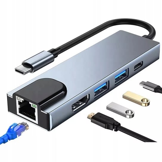 Adapter RJ45 1000Mbps HDMI USB 3.0 USBC PD 100W Novaza Tech