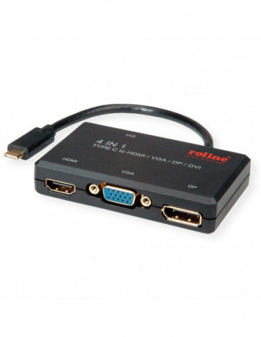 Adapter ROLINE Typ C - VGA / DVI / HDMI / DP, M/F Roline