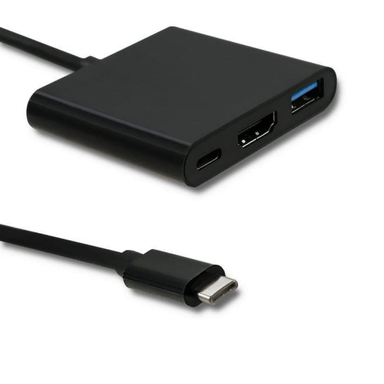 Adapter USB 3.1 typ C - HDMI A - USB A -USB 3.1 typ C QOLTEC, 0.1 m Qoltec