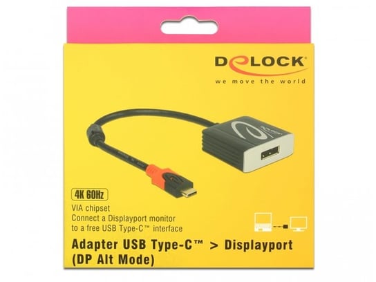 Adapter USB-C - DisplayPort DELOCK, 0.2 m Delock