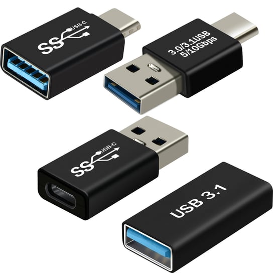 Adapter USB-C USB, zestaw 4 adapterów OTF meski, zenski — czarny Avizar