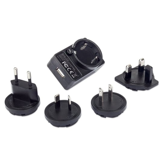 Adapter wtyku zasilania/Ładowarka Manhattan USB 5V z wtykami EU/UK/US/Australia Manhattan