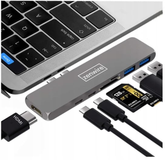 Adapter, Zenwire, 7w1 HUB USB-C HDMI 4K SD Macbook Pro / Air Zenwire