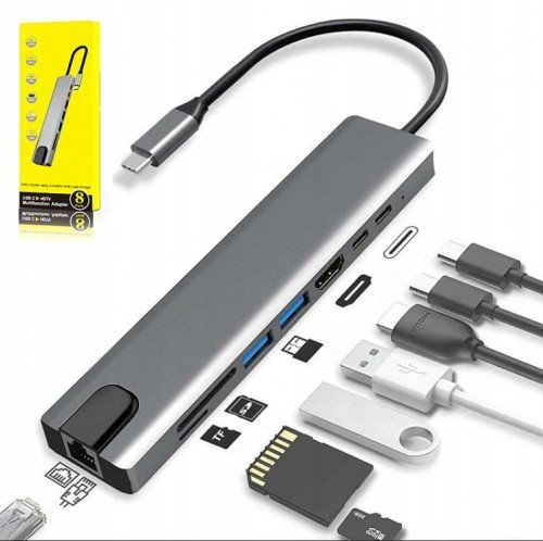 Adapter, Zenwire, Hub 9w1 USB-C HDMI Rj45 Ethernet SD Mac M1 Zenwire