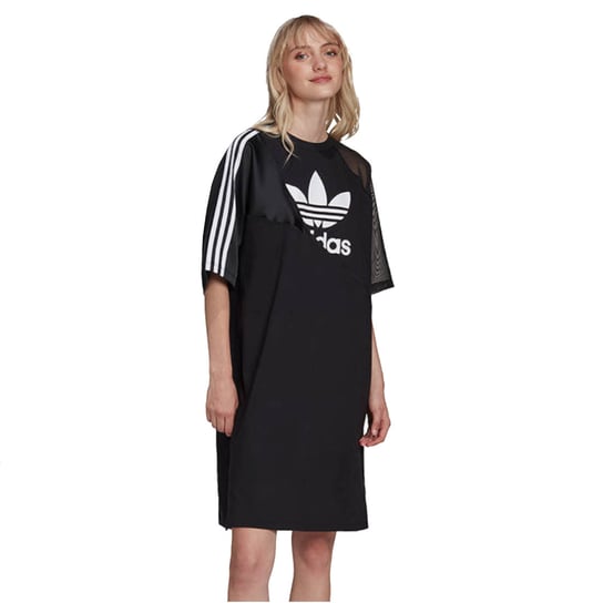 adidas Adicolor Split Trefoil Tee Dress HC0637, Kobieta, T-shirt kompresyjny, Czarny Adidas