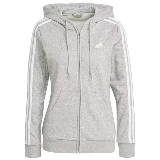 adidas Essentials French Terry 3 Stripes FZ Hoodie GL0802 damska Bluza sportowa szara Adidas