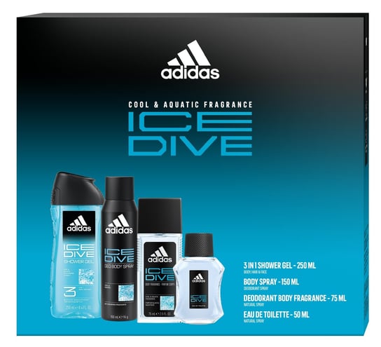 Adidas, Ice Dive, zestaw prezentowy Kosmetyków Do Pielęgnacji, 4 Szt. Adidas