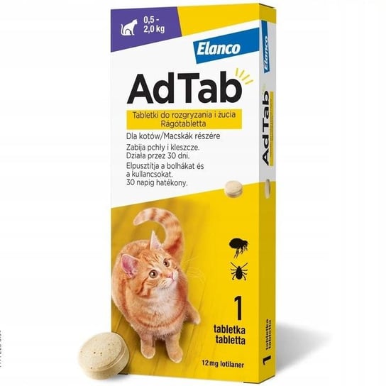 ADTAB Cat tabletki na kleszcze i pchły 12mg 0,5-2kg Inna marka