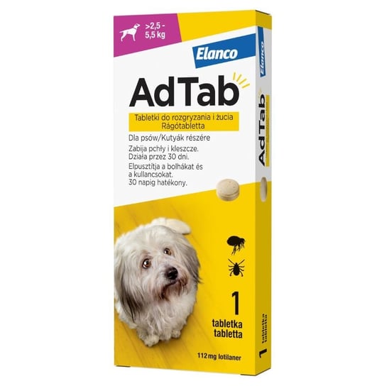 ADTAB Dog tabletki na kleszcze i pchły 112mg 2,5-5,5kg Inna marka