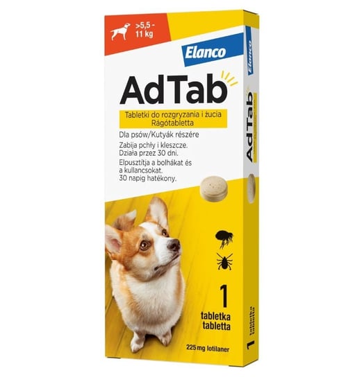 ADTAB Dog tabletki na kleszcze i pchły 225mg 5,5-11kg Inna marka