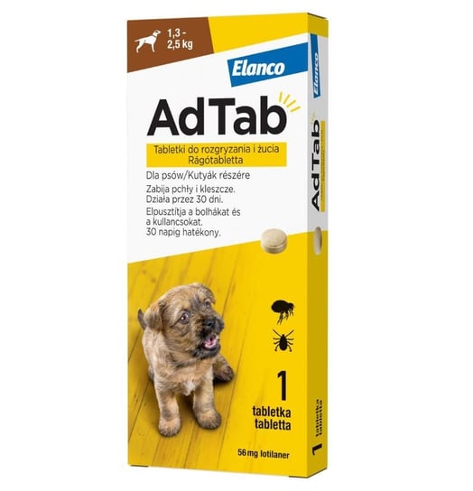 ADTAB Dog tabletki na kleszcze i pchły 56mg 1,3-2,5kg Inna marka