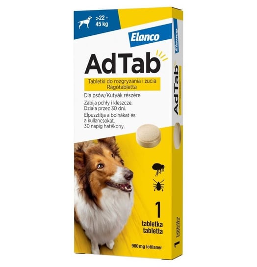 ADTAB Dog tabletki na kleszcze i pchły 900mg 22-45kg Inna marka