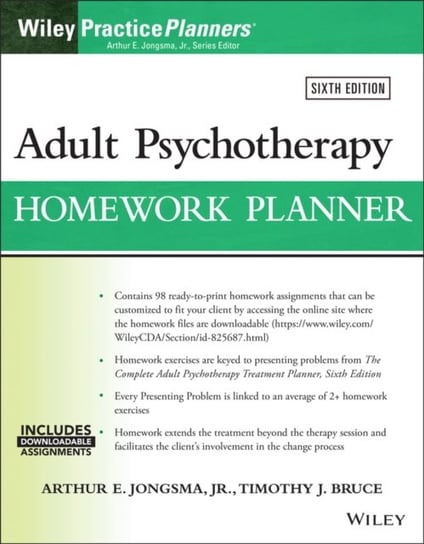 Adult Psychotherapy Homework Planner Arthur E. Jongsma, Timothy J. Bruce