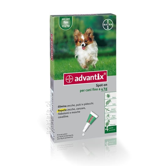Advantix, Spot-on, krople, 4x0,4 ml (do 4 kg). Bayer