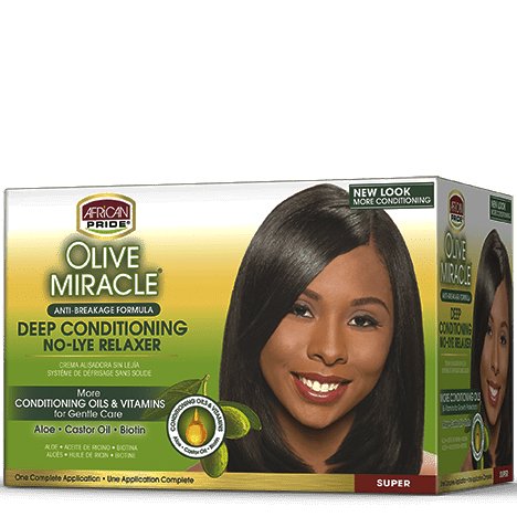 African Pride, Olive Miracle Deep Conditioning No-Lye Relaxer, Zestaw do prostowania włosów, 5 szt. African Pride