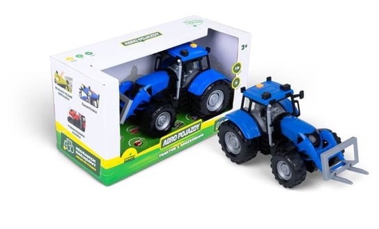 Agro Pojazdy, traktor z akcesoriami, niebieski Dumel