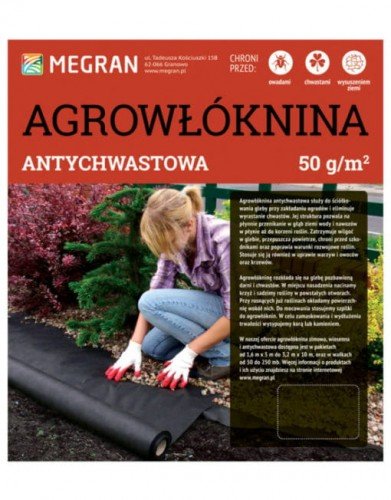 Agrowłóknina Antychwastowa 50 g/m2 – Czarna – 1,6 x 5 m MEGRAN