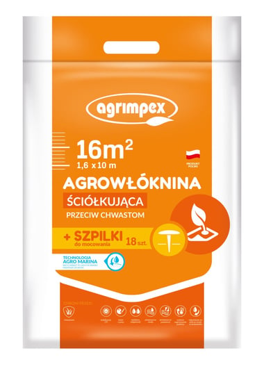 Agrowłóknina do ściółkowania AGRIMPEX z technologią Agro-Marina, 1,6x10 m, Szpilki Agrimpex
