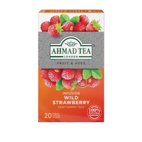 Ahmad Tea London - Napar Herbaciany Wild Strawberry - 20 Torebek (W Kopertach Aluminiowych) Ahmad Tea