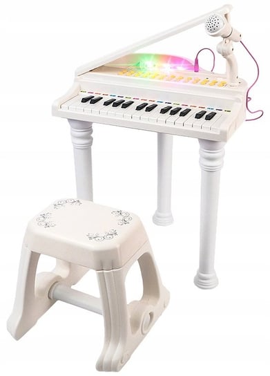Aig, pianino dla dzieci nauka gry + mikrofon Led, biały AIG