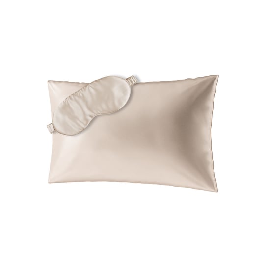 Ailoria, Zestaw Beauty Sleep maska na sen + poszewka na poduszkę 40x60 cm, beżowy AILORIA