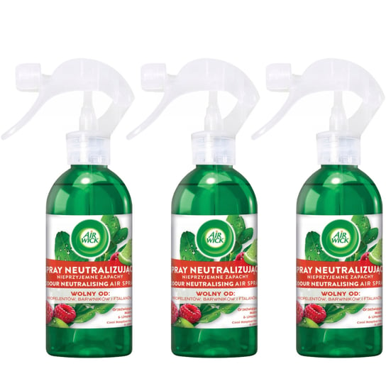 Air Wick Spray neutralizujący nieprzyjemne zapachy Orzeźwiające Maliny & Limonka 3*237 ml Reckitt Benckiser