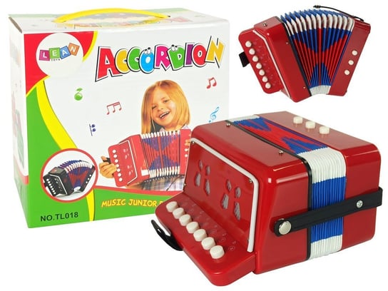 Akordeon Instrument Dla Małego Muzyka Czerwony Lean Toys