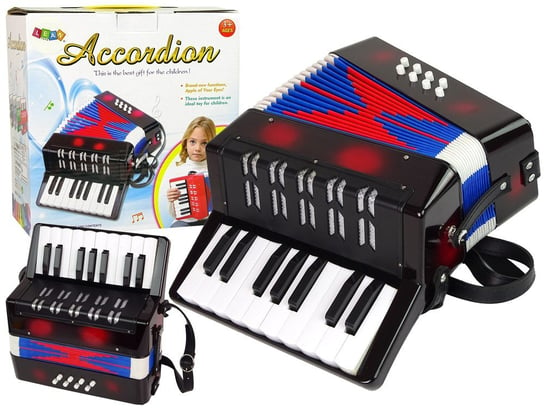 Akordeon Instrument Muzyczny Dla Dzieci Muzyka Czarny Import LEANToys Lean Toys