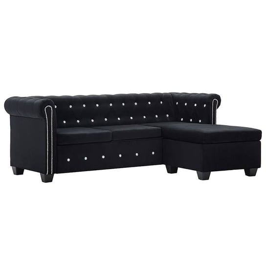 Aksamitna sofa w stylu Chesterfield EDINOS Charlotte 4Q, czarna, 72x142x199 cm Elior