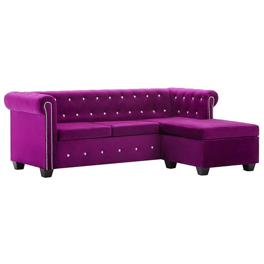 Aksamitna sofa w stylu Chesterfield ELIOR Charlotte 4Q, purpurowa, 72x142x199 cm Elior