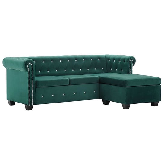 Aksamitna sofa w stylu Chesterfield ELIOR Charlotte 4Q, zielona72x142x199 cm Elior
