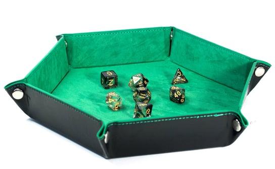 Aksamitno Skórzany Dice Tray Tacka Na Kości RPG Elfi Liść - Rozmiar:17,5 x 17,5 cm RGFK