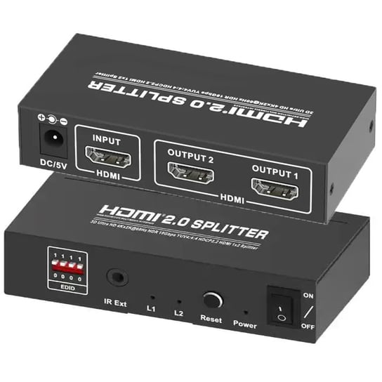Aktywny rozdzielacz Splitter HDMI 2.0 1x2 EDID+IR Novaza Tech