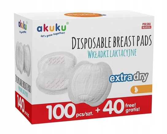 AKUKU Białe Wkładki Laktacyjne Extra Dry Mega Paka Akuku
