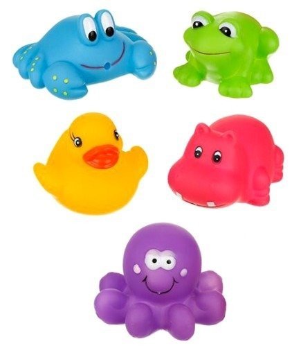 Akuku, zabawki kąpielowe Kolorowe Zwierzaki, 5 sztuk Akuku