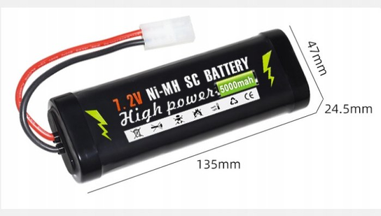 Robitronic Batteria 7,2V 5000mAh NiMH Stick Pack Connettore T-Plug e Tamiya (art. SC5000T