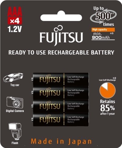 Akumulator AAA FUJITSU Black HR-4UTHC, Ni-MH, 950 mAh, 1.2 V, 4 szt. Fujitsu
