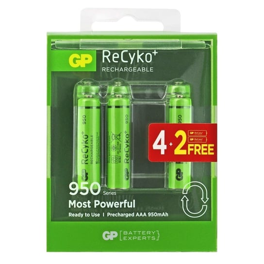 Akumulator AAA GP ReCyko+ 950 Series, Ni-MH, 950 mAh, 1.2 V, 6 szt. GP Batteries