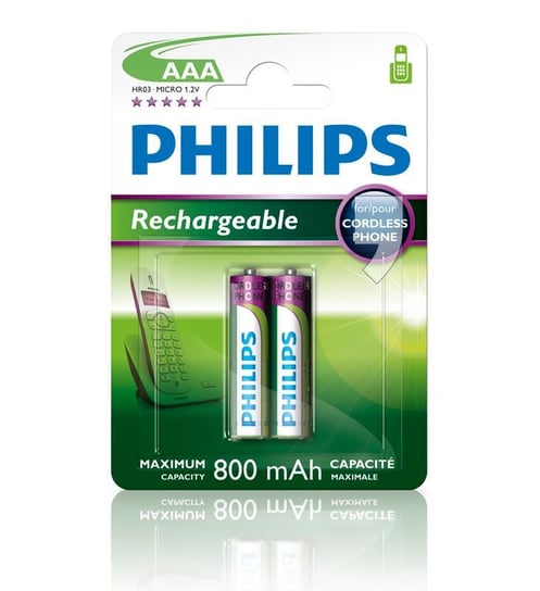 Akumulator AAA PHILIPS R03B2A80/10, Ni-MH, 800 mAh, 1.2 V, 2 szt. Philips